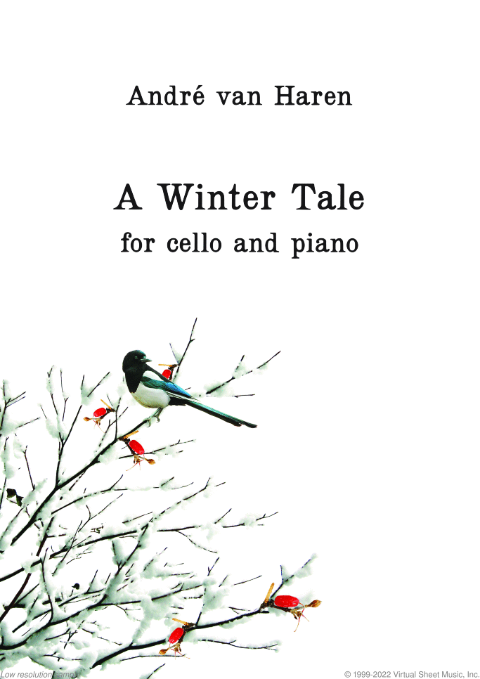 A Winter Tale sheet music for cello and piano by Andre Van Haren, classical score, intermediate/advanced skill level
