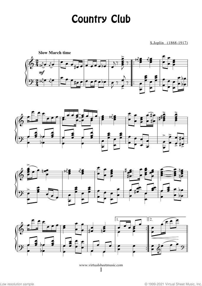 Ragtimes (collection 6) sheet music for piano solo by Scott Joplin, classical score, intermediate skill level