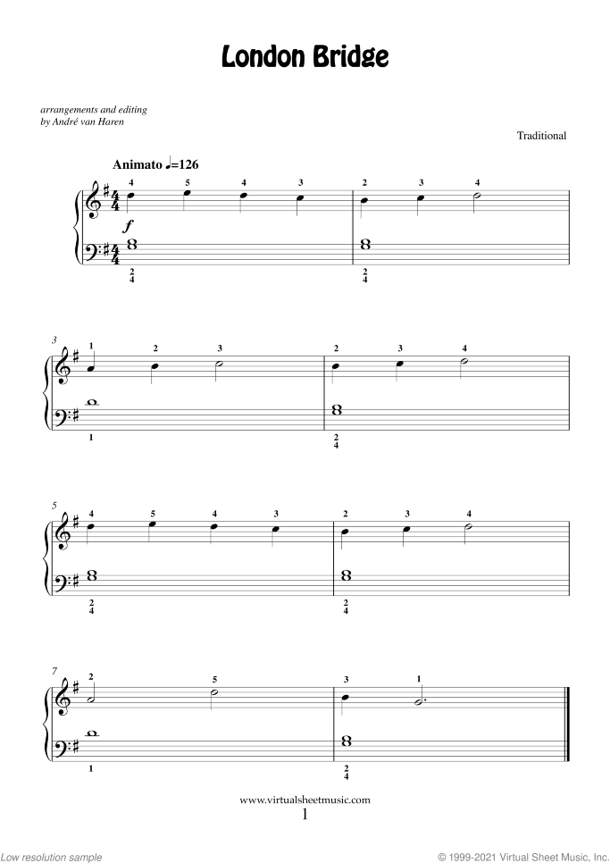 Beginning Piano sheet music for piano solo, classical score, beginner skill level