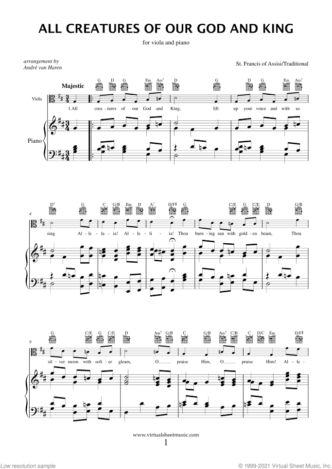 Christian Collection sheet music for viola and piano, easy skill level