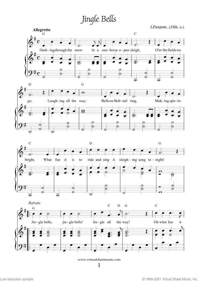 Christmas Sheet Music and Carols for piano, voice or other instruments, easy skill level