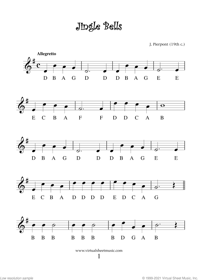 Christmas Sheet Music and Carols "For Beginners" for flute solo, beginner skill level