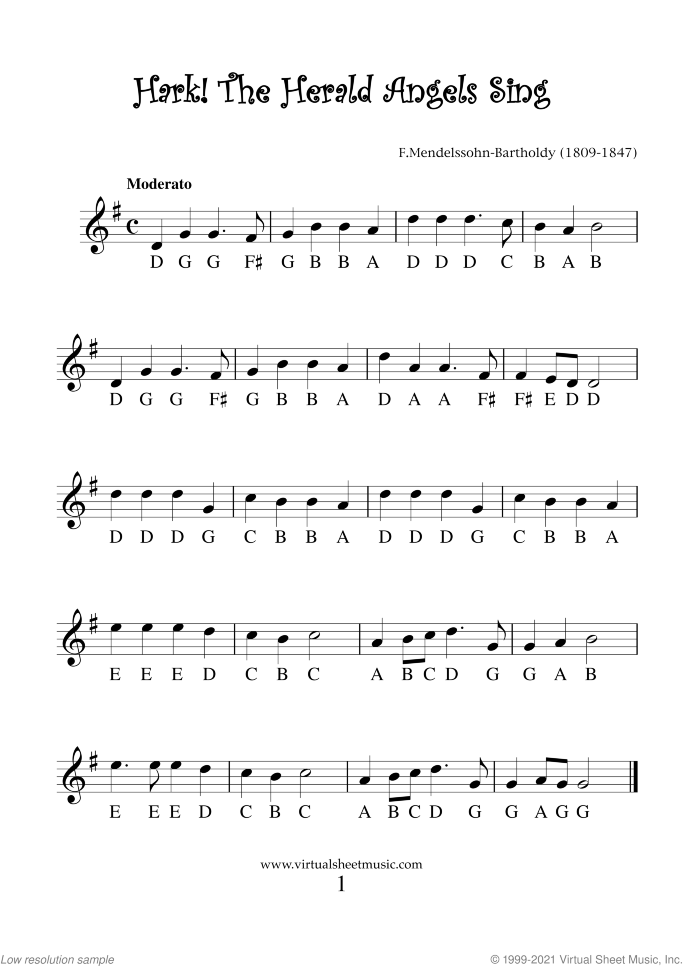 Very Easy Christmas Flute Sheet Music Songs, Printable [PDF] "For