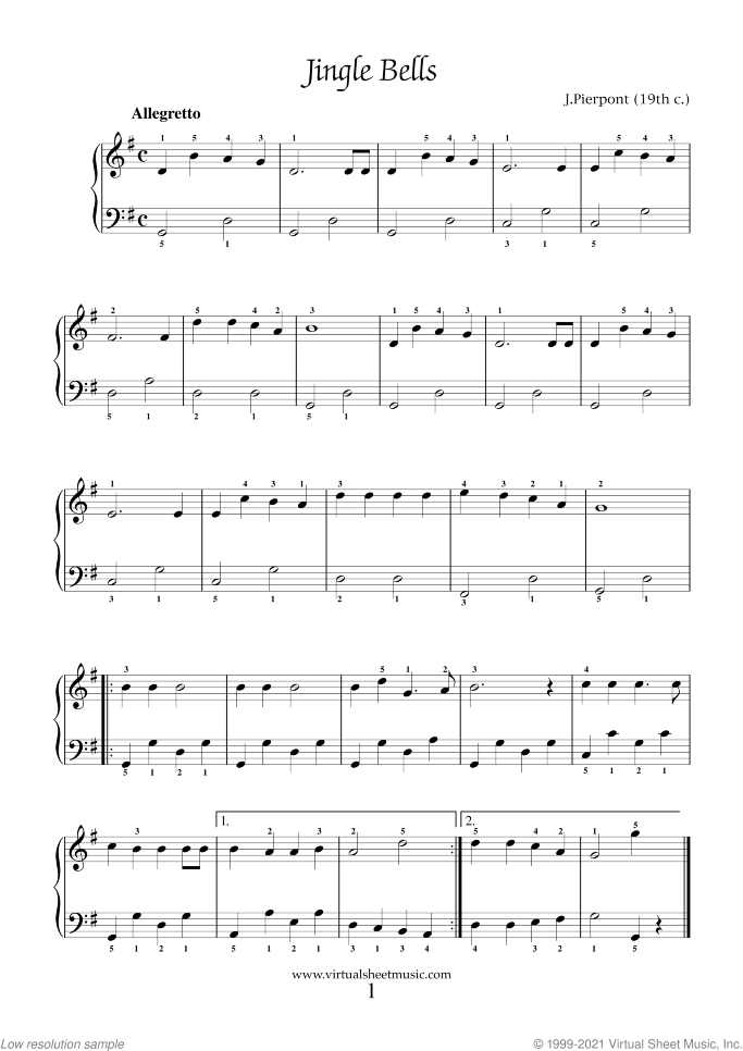 Christmas Sheet Music and Carols "For Beginners" for piano solo, beginner skill level