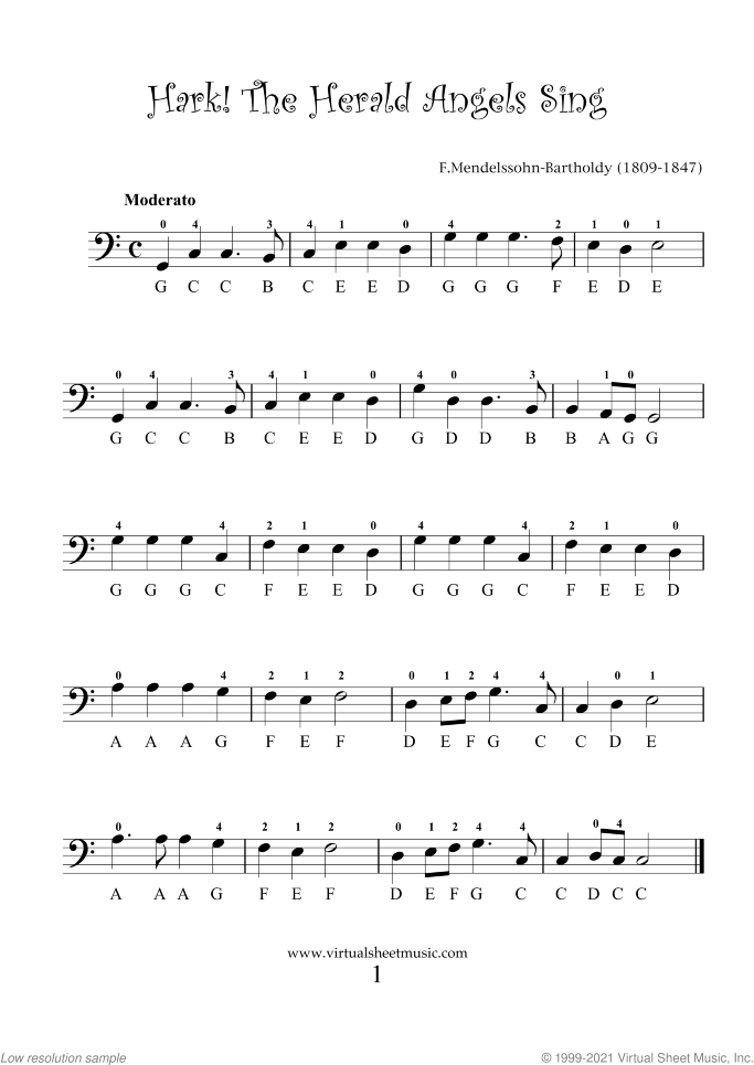 Christmas Sheet Music and Carols "For Beginners" for cello solo, beginner skill level