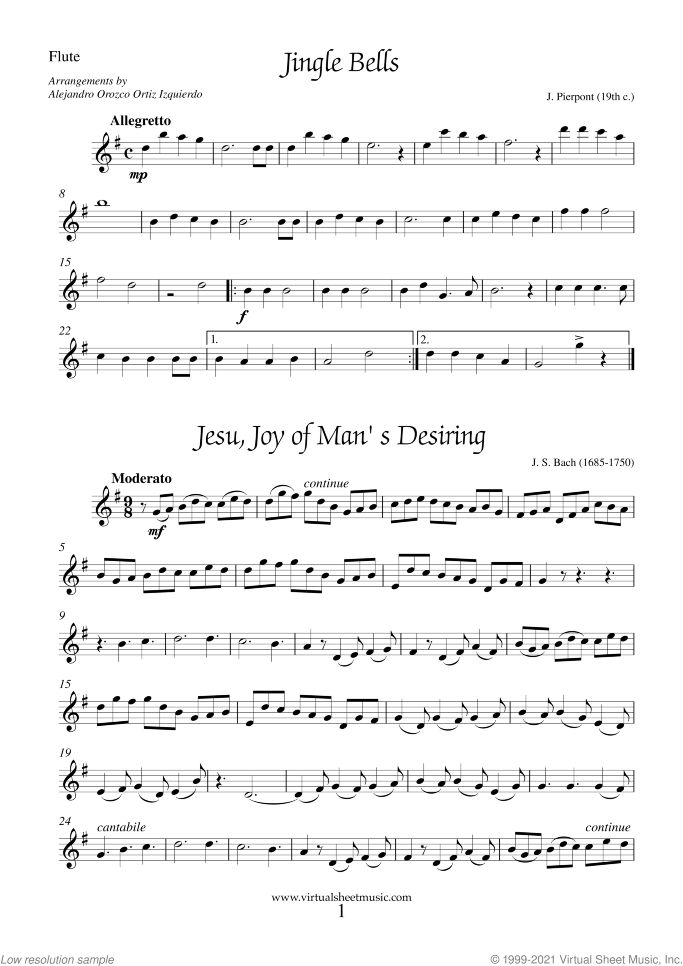 Christmas Sheet Music and Carols for flute, violin and guitar, easy/intermediate skill level