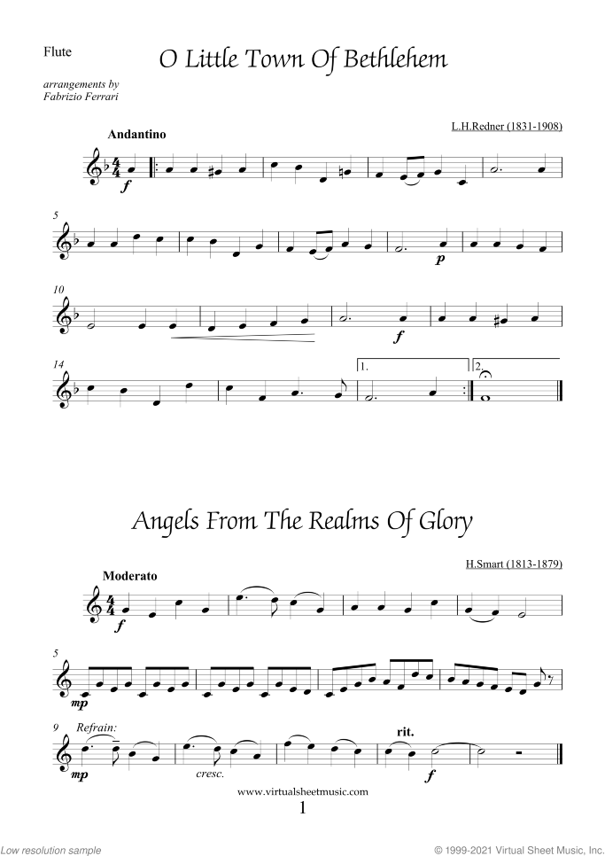 Christmas Sheet Music and Carols for flute, violin and cello, easy skill level