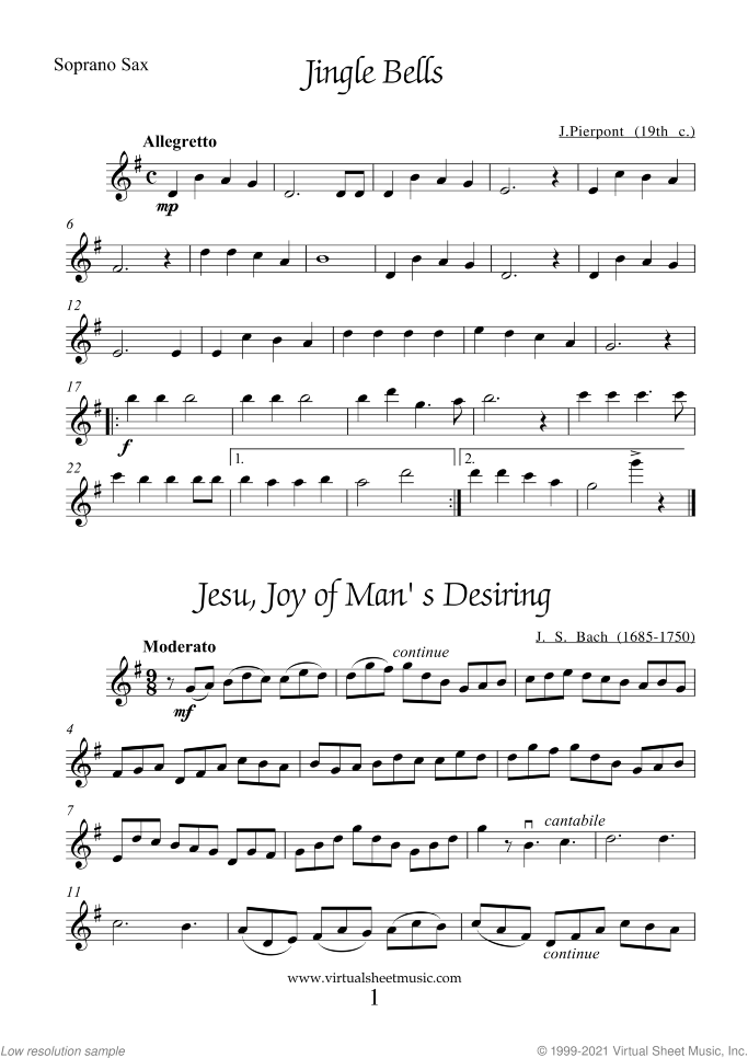 Christmas Sheet Music and Carols for saxophone quartet, easy/intermediate skill level
