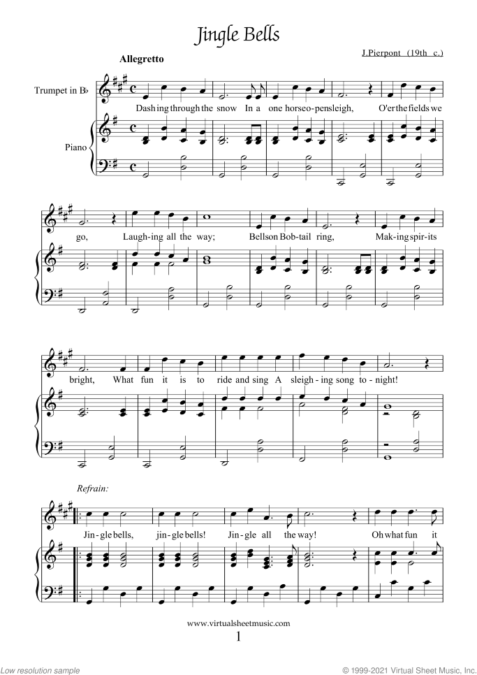 Christmas Trumpet Sheet Music Songs Printable Carols PDF 