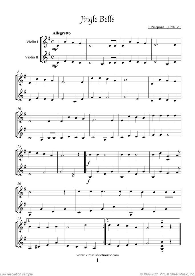 Christmas Sheet Music and Carols all the collections for two violins, easy duet