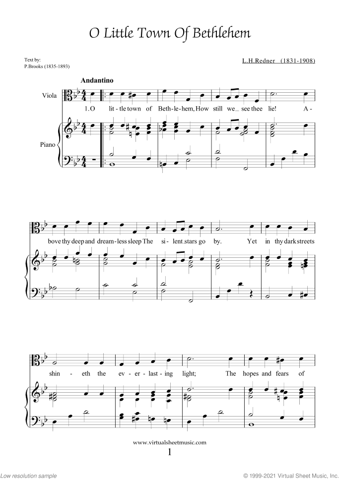 Christmas Sheet Music and Carols for viola and piano, easy skill level