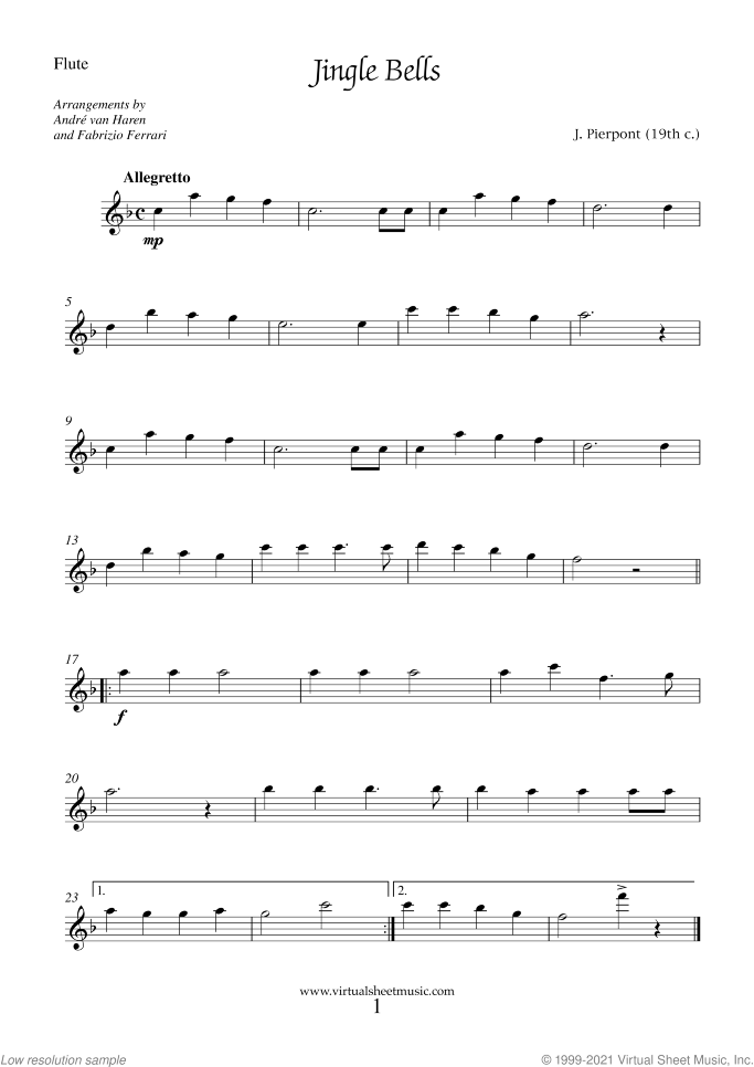 Christmas Sheet Music and Carols for wind quintet, easy/intermediate skill level