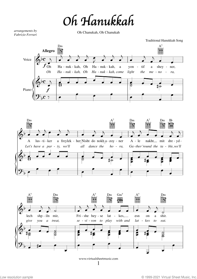 Hanukkah Songs Collection (Chanukah songs) sheet music for piano, voice or other instruments, easy skill level