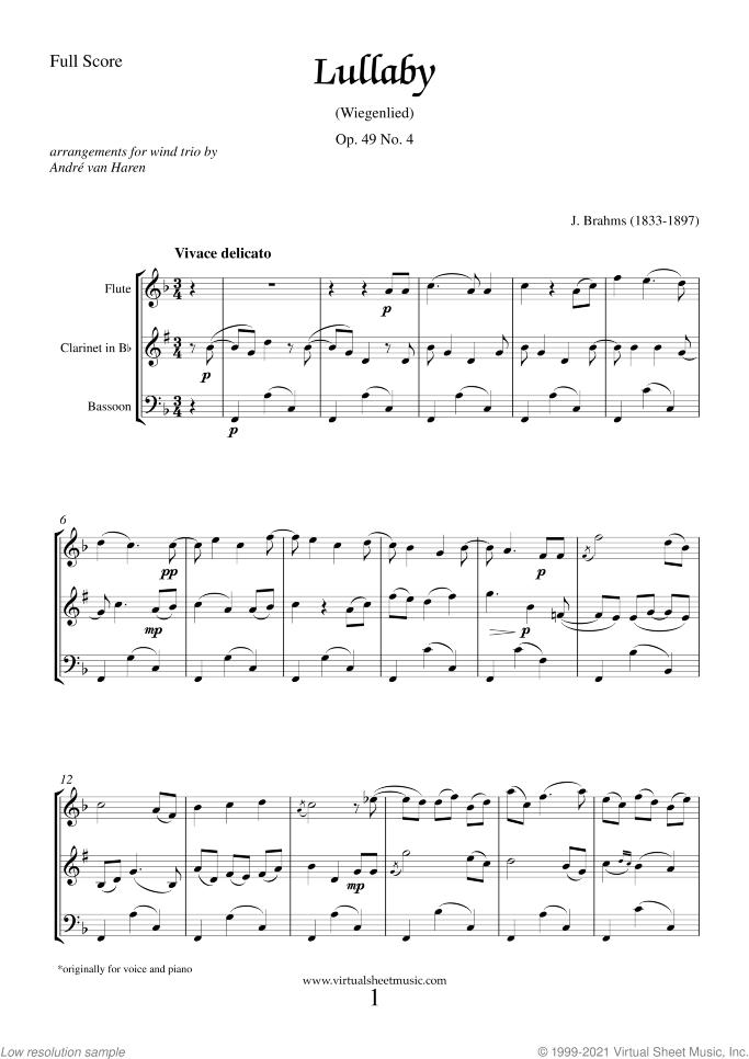 Mother's Day Collection sheet music for wind trio, classical score, intermediate skill level