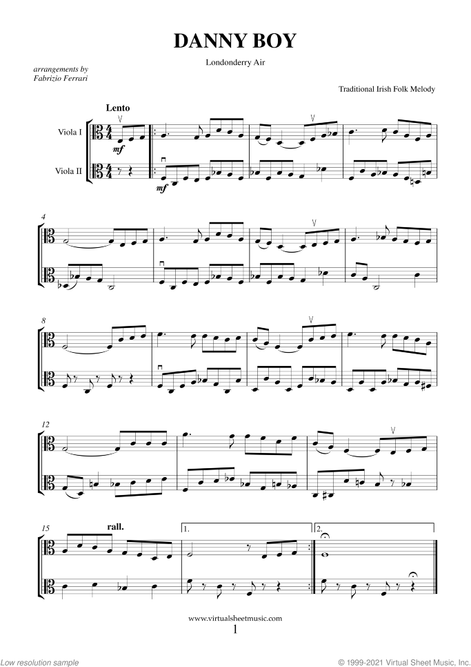 Saint Patrick's Day Collection sheet music for two violas, easy duet