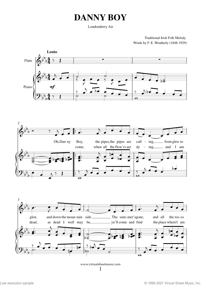 Saint Patrick's Day Collection sheet music for flute and piano, easy skill level