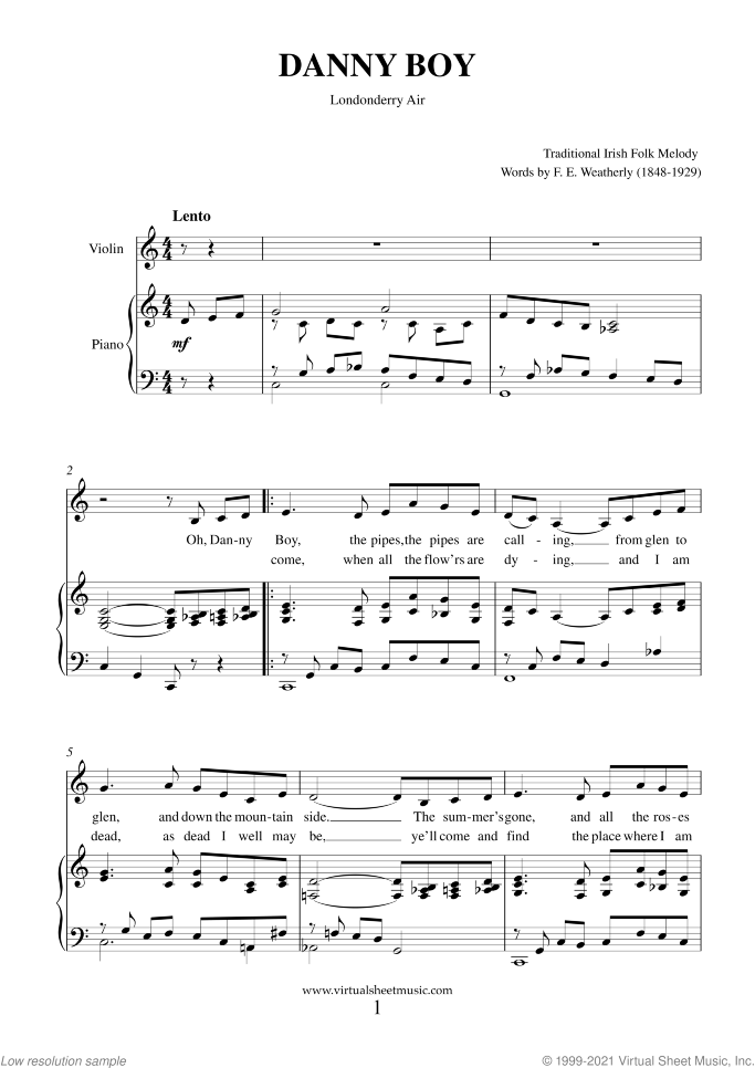 Saint Patrick's Day Collection sheet music for violin and piano, easy skill level
