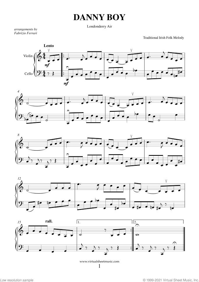 Saint Patrick's Day Collection sheet music for violin and cello, easy skill level