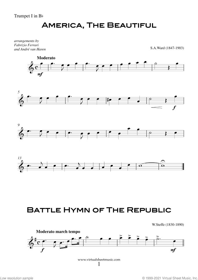 Patriotic Collection sheet music for brass quintet, intermediate skill level
