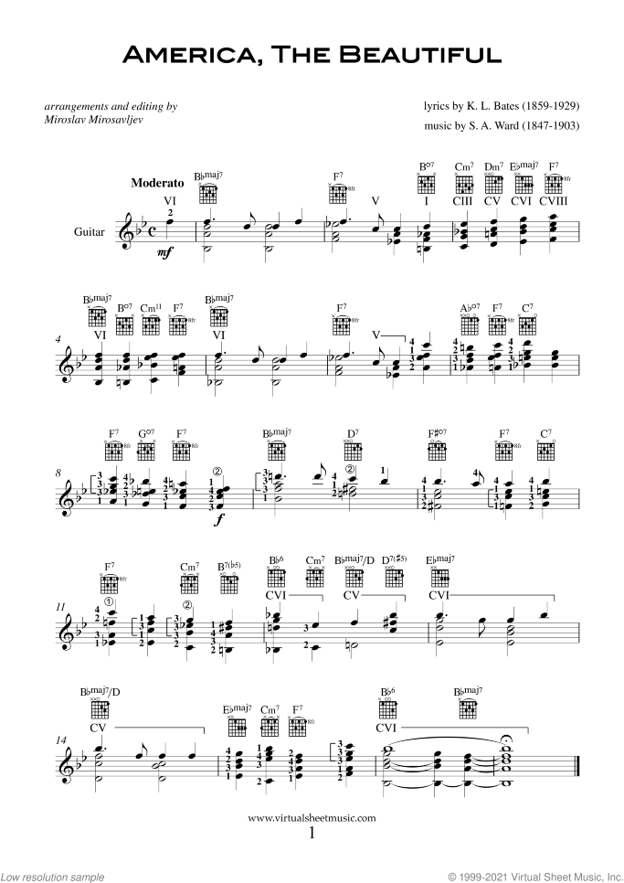 Patriotic Collection sheet music for guitar solo, intermediate skill level