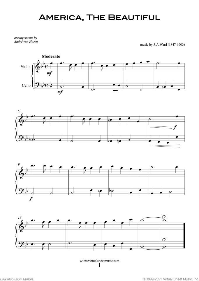 Patriotic Collection sheet music for violin and cello, intermediate duet