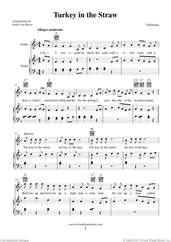 Thanksgiving Collection sheet music for violin and piano, easy skill level