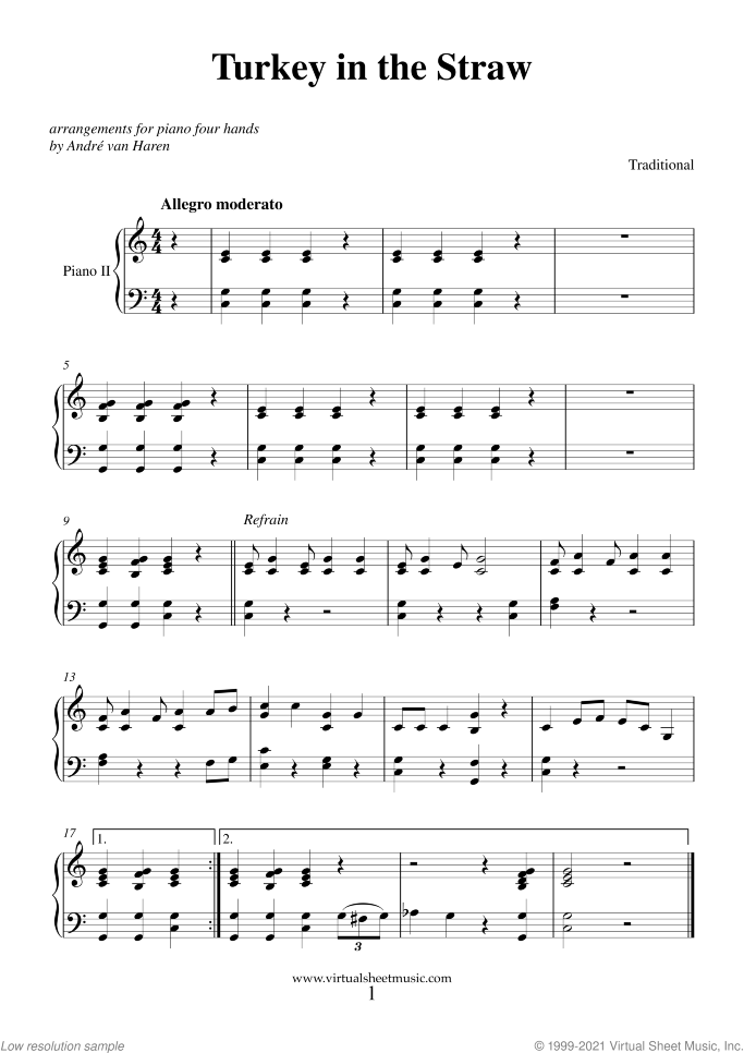Thanksgiving Collection sheet music for piano four hands, easy skill level