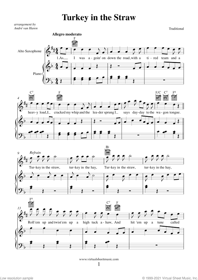 Thanksgiving Collection sheet music for alto saxophone and piano, easy skill level