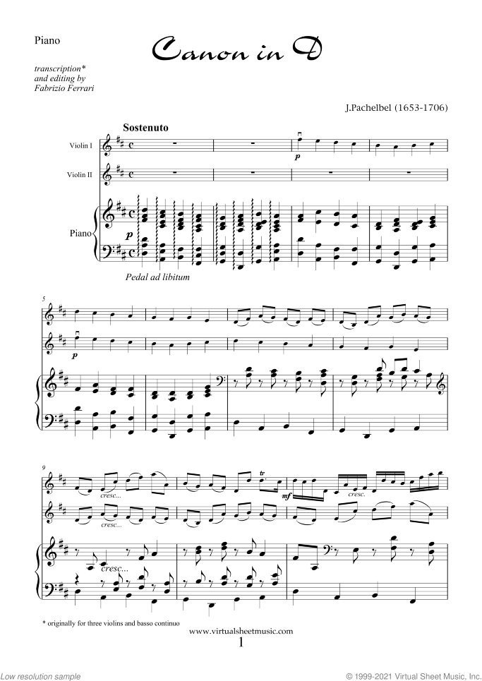 Valentine Sheet Music for two violins and piano, classical score, intermediate/advanced skill level