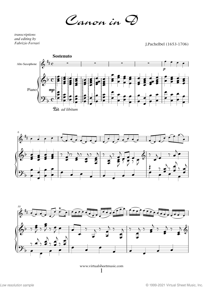 Valentine Sheet Music for alto saxophone and piano, classical score, intermediate/advanced skill level