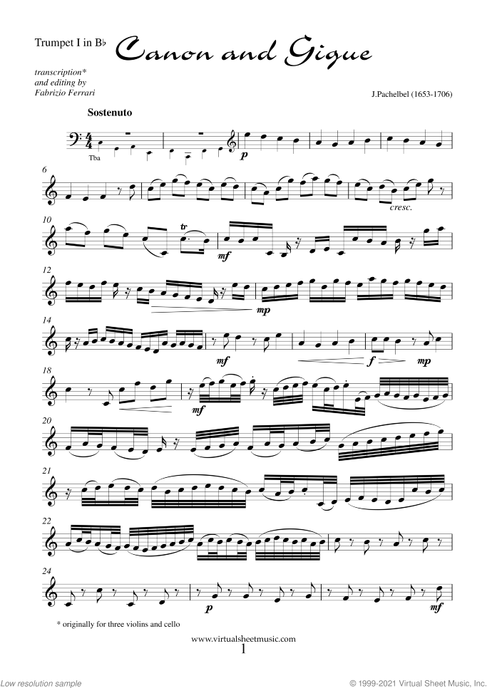 Valentine Sheet Music (parts) for brass quartet, classical score, intermediate/advanced skill level