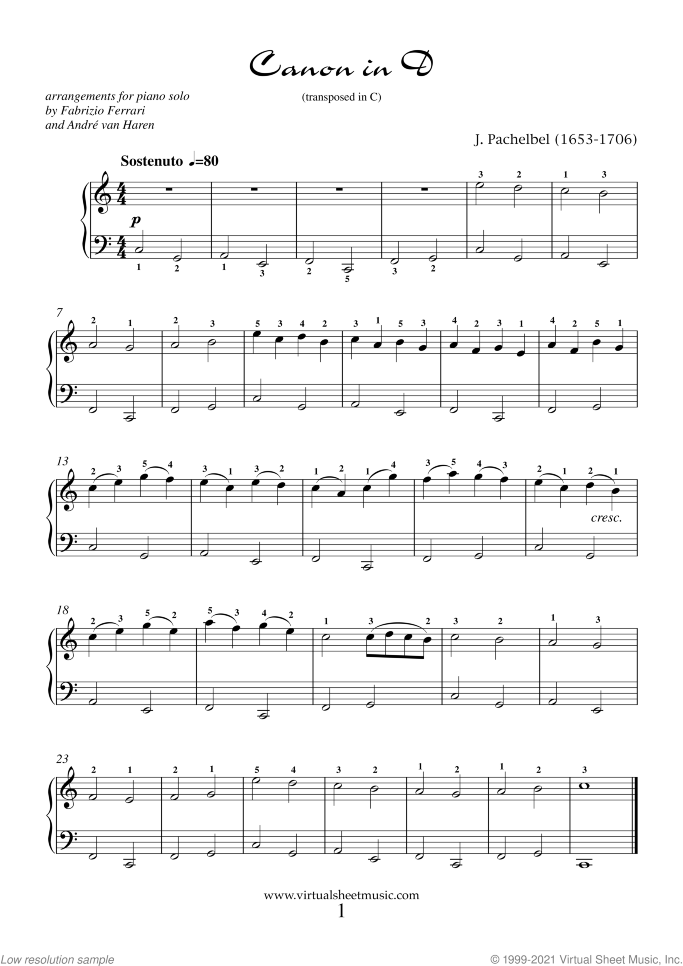 Valentine Sheet Music "For Beginners" for piano solo, classical score, easy skill level