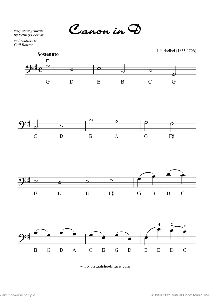 Valentine Sheet Music "For Beginners" for cello solo, classical score, easy skill level