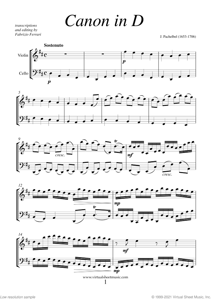 Valentine Sheet Music for violin and cello, classical score, intermediate/advanced duet