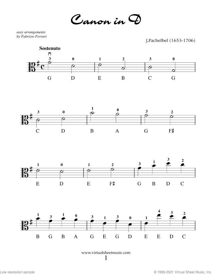 Valentine Sheet Music "For Beginners" for viola solo, classical score, easy skill level