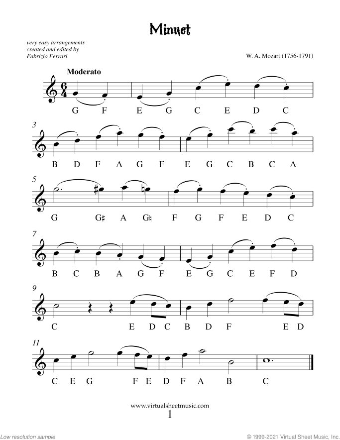 Very Easy Collection sheet music for flute solo, classical score, easy skill level