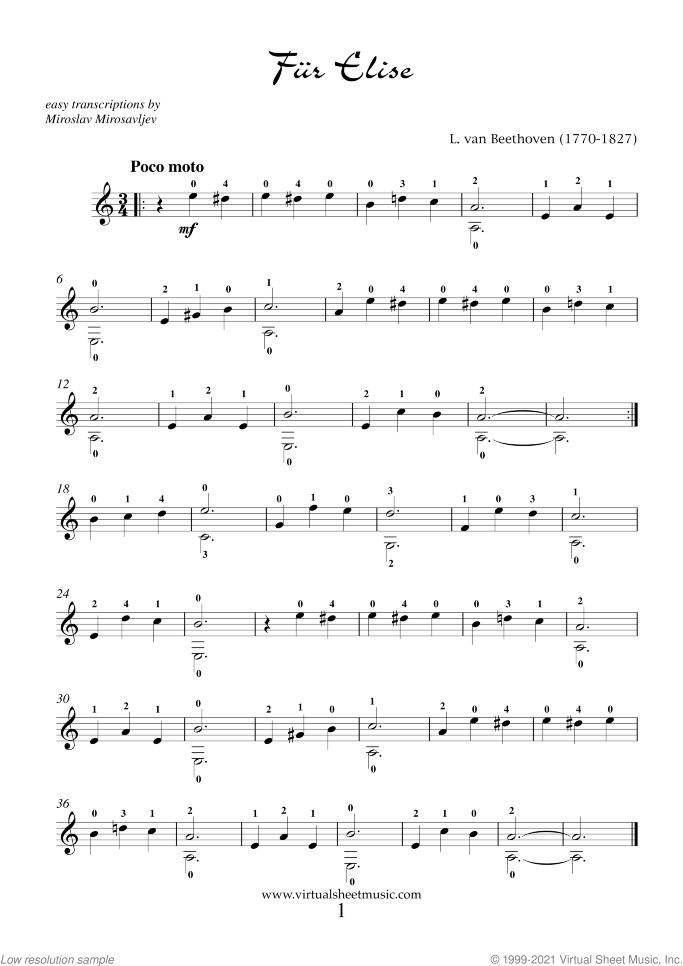 Very Easy Collection for Beginners sheet music for guitar solo, classical score, beginner skill level