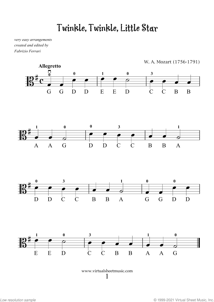 Very Easy Collection sheet music for viola solo, classical score, beginner skill level
