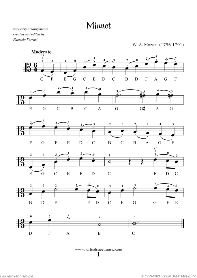 Very Easy Collection, part II sheet music for viola solo (PDF)