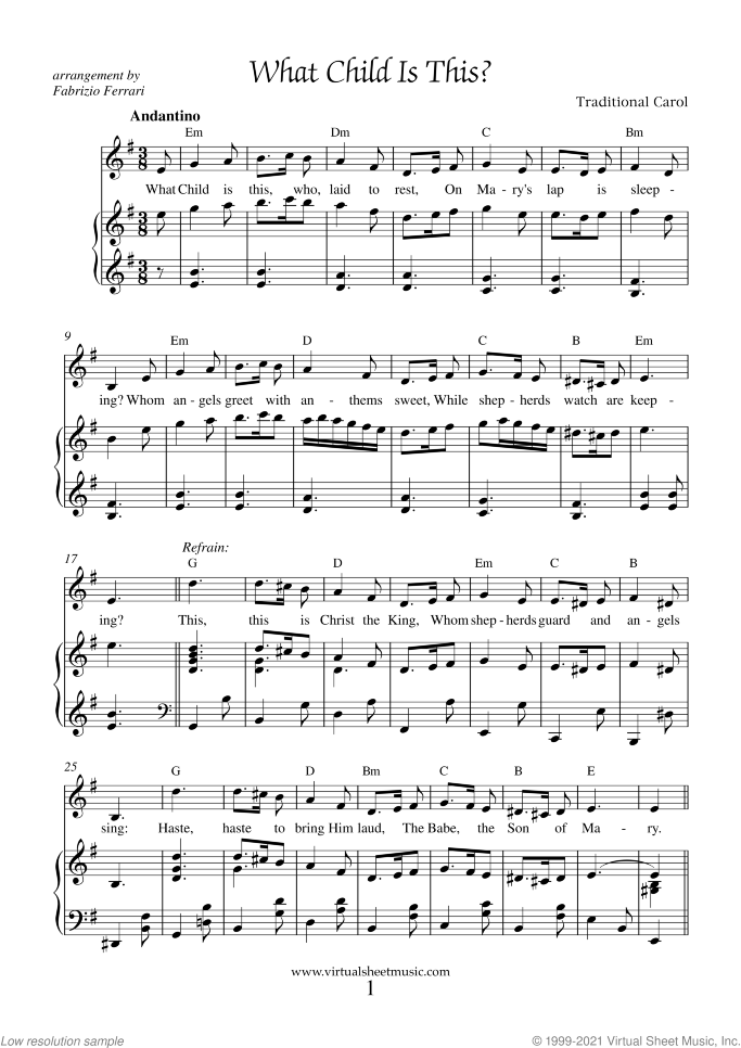 What Child Is This? sheet music for piano, voice or other instruments, easy skill level