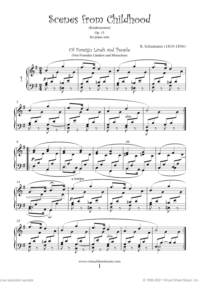 Scenes from Childhood (Kinderszenen) Op.15 (NEW EDITION) sheet music for piano solo by Robert Schumann, classical score, intermediate skill level