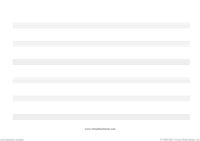 Blank Sheet Music - Manuscript Paper (landscape) sheet music for writing music! by Virtual Sheet Music, intermediate skill level