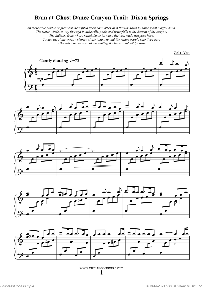 Rain at Ghost... sheet music for piano solo by ZolaVan, easy skill level