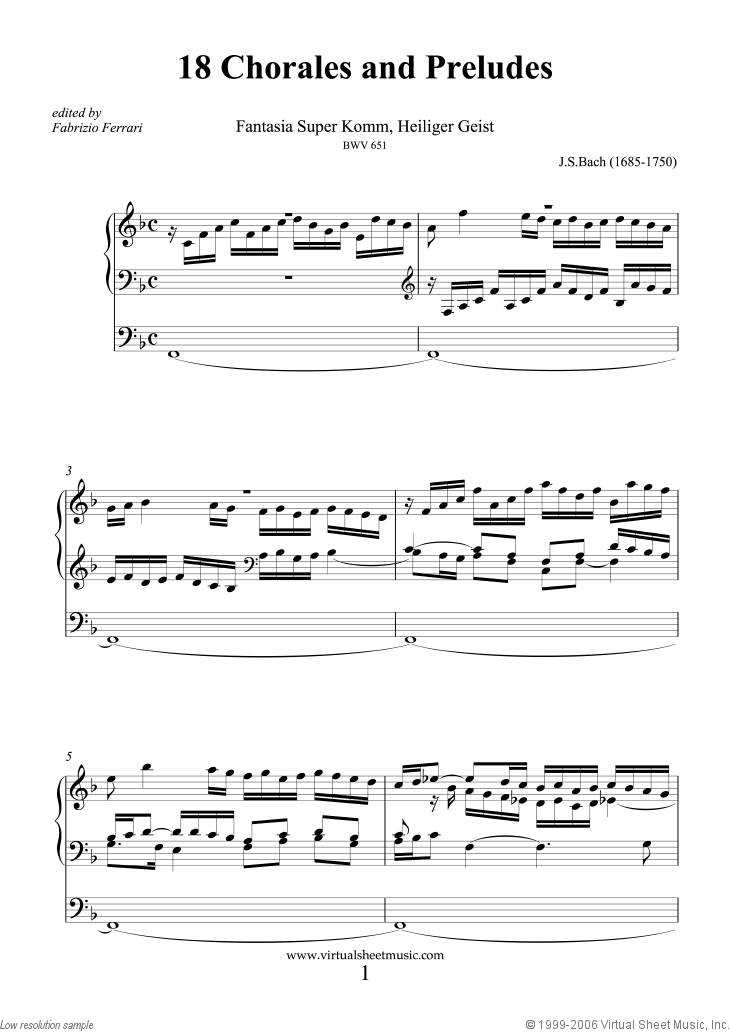 solo　Chorales　18　Preludes,　and　organ　for　sheet　music　(PDF)