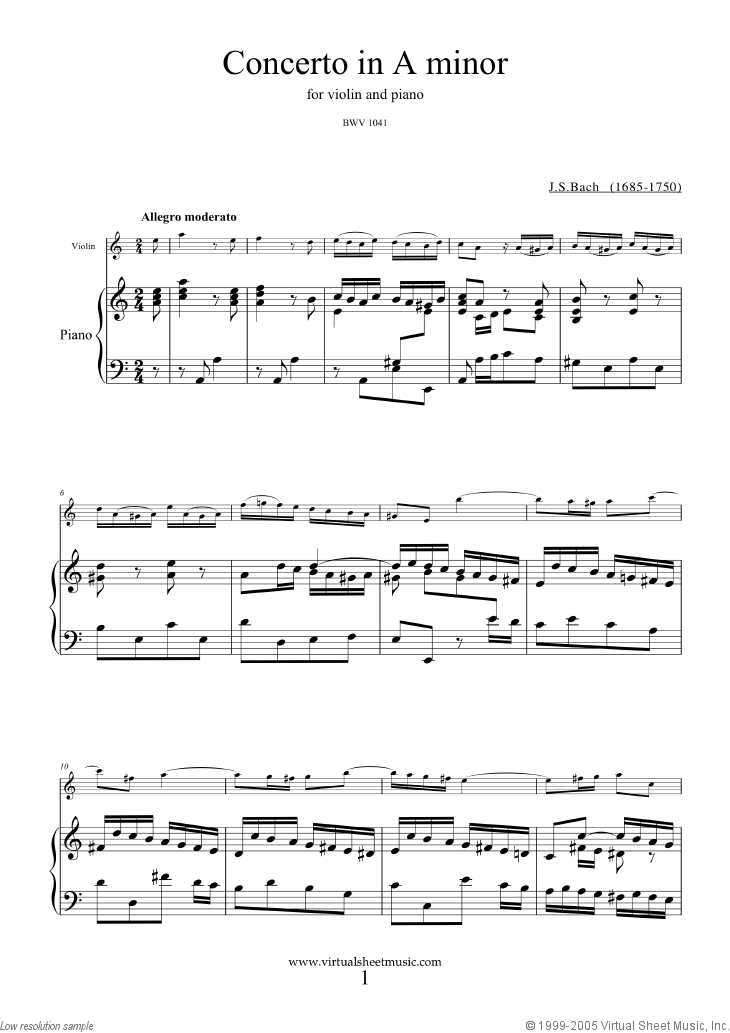 BACH CONCERTO Amin BWV1041 VIOLIN 