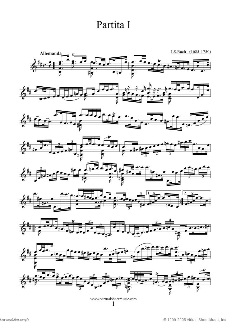Violin Partita in B minor sheet music