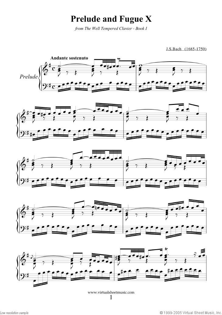 prelude and fugue in b flat major sheet music
