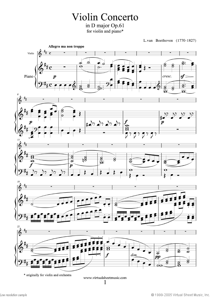 Beethoven Violin Sheet Music