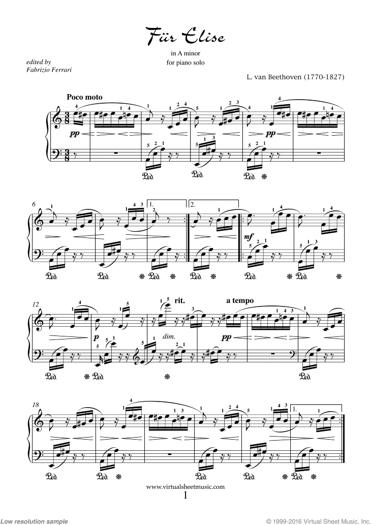 B rsony Hercegn Megteszi Partitura Piano Para Elisa Pdf Sz z Savany 
