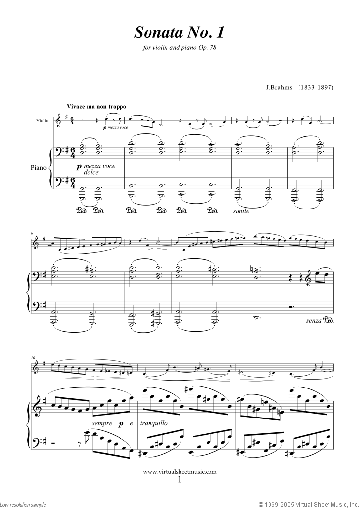 Brahms - Violin Sonatas No.1-3 sheet music for violin and ...